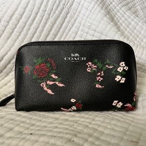 🌟Authentic Coach Black Floral Cosmetic Bag